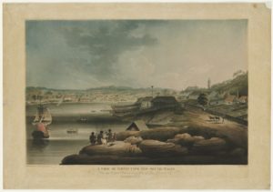 Edward Dayes, 1763­1804 View of Sydney Cove, New South Wales, from an original picture in the possession of Isaac Clementson Esqr. Call Number: V1 / 1802 / 1 Published date: 1802 Digital ID: a1528669 (Courtesy of the State Library of NSW)